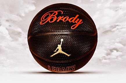 Customized Personalized Nike Jordan Legacy Black and Gold Basketball