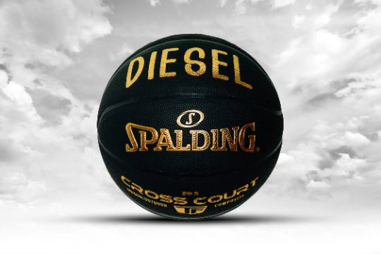 Personalized Spalding Cross Court Basketball Black/Gold